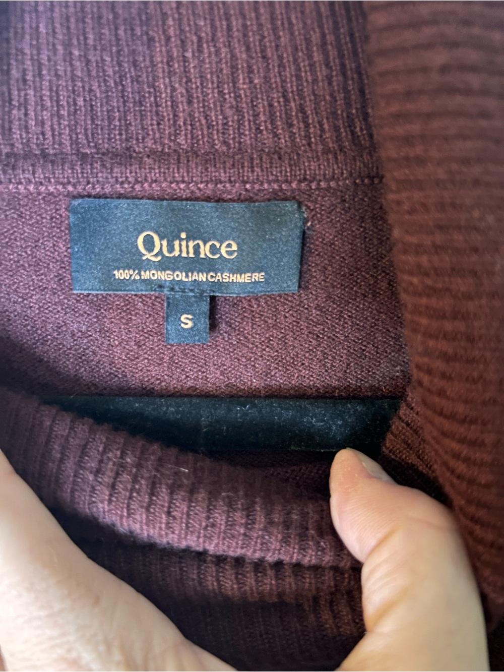 QUINCE BURGUNDY TURTLENECK SWEATER DRESS 100% MONGOLIAN CASHMERE SZ SM - Picture 5 of 6